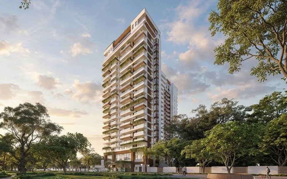 97 Alta tower rising above the Westlands treeline